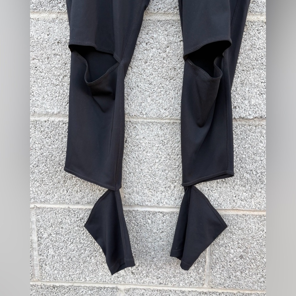 Ivy Park Size XL High Rise Black Slash Leggings Full Length Athletic Edgy Goth - Picture 5 of 15